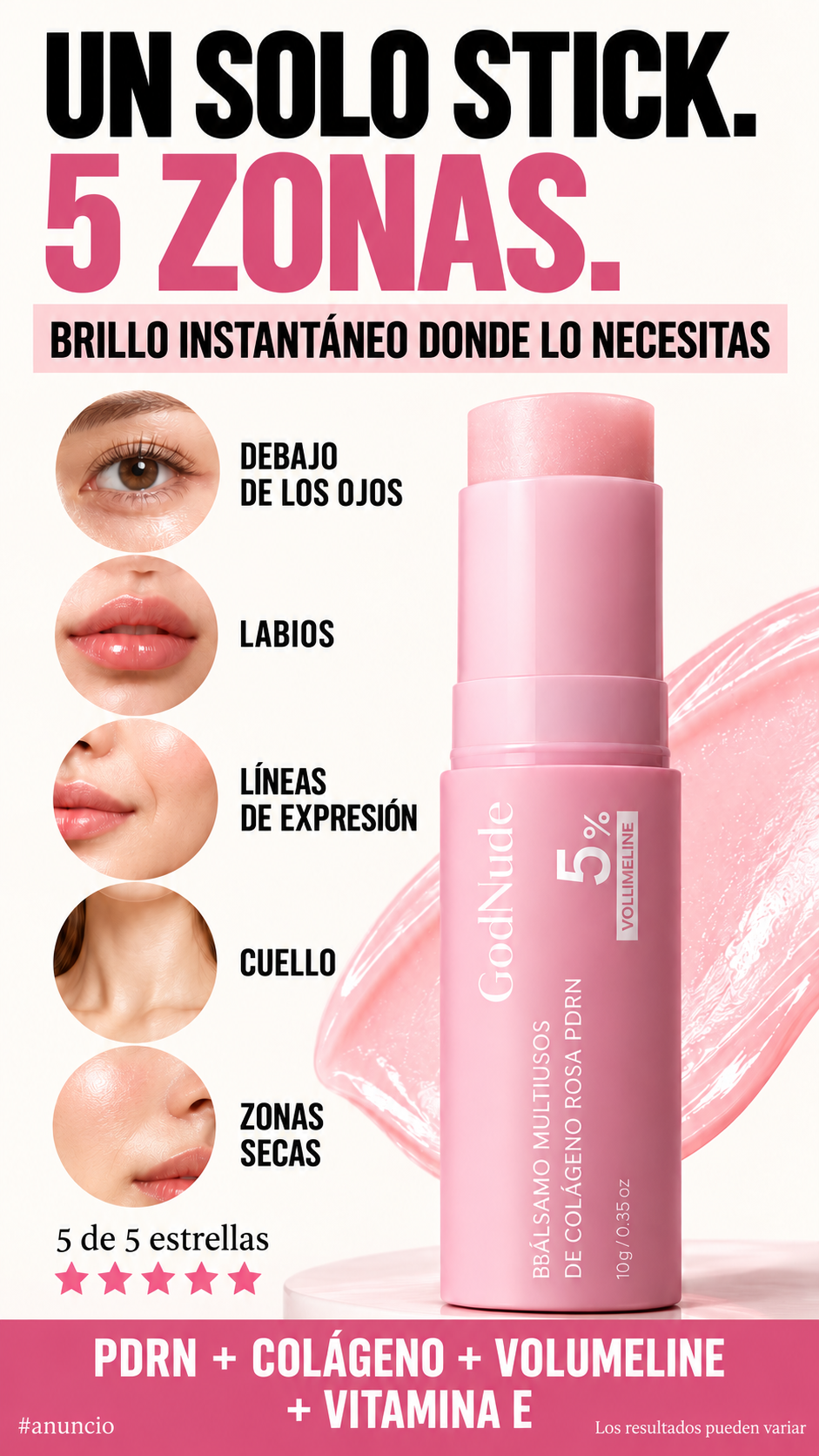 GodNude PDRN Pink Collagen Multi-Use Balm Stick